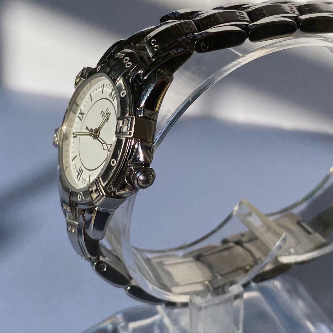 FENDI 3500L Silver Stainless Steel Analog Watch Date Display From Japan thumbnail 3