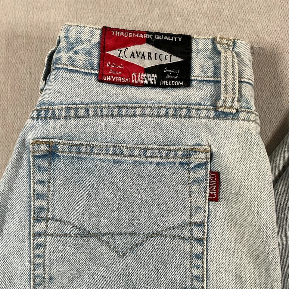 复古 Z Cavaricci 牛仔裤女式 31x31 (29x31) 标准版型浅洗破旧 — 第 2/4 张图片