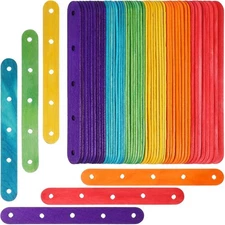 MAGICLULU 100pcs Wooden Colorful Ice Cream Sticks with Holes Mixed Color... 