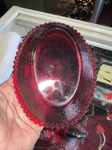 Vintage Indiana Glass RED Hen On A Nest Chicken Candy Dish Art Glass - Picture 5 of 5