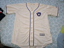 Travis Shaw #21 Milwaukee Brewers Jersey Authentic Majestic SZ Mens M Cool Base