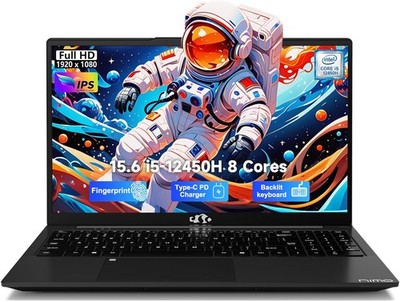 NIMO 15.6'' FHD lPS Laptop, 8 Cores Intel i5-12450H 8GB RAM 256GB SSD Backlit KB