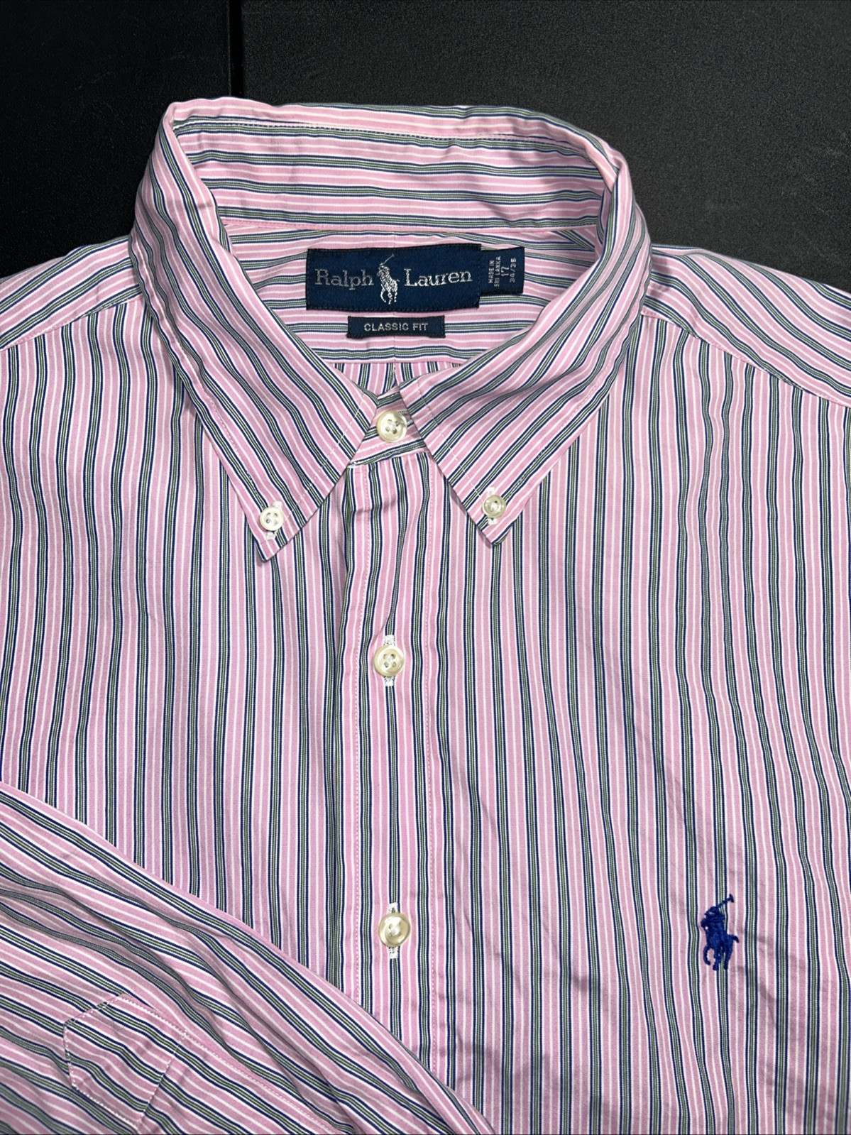 Ralph Lauren Shirt Men’s XL - 17 34/35 Pink Striped Classic Fit LS Button Down
