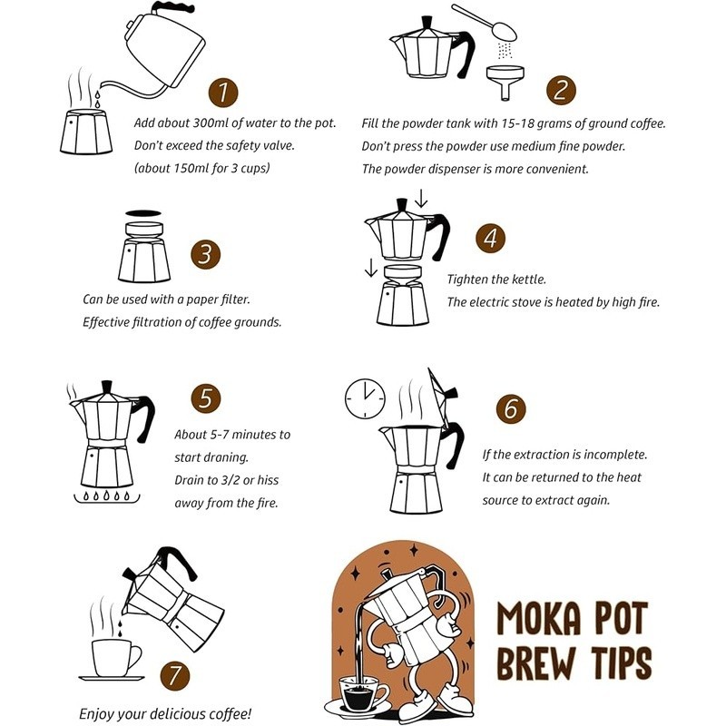 Espresso Maker 6 Cups Heat Resistant Non-Toxic Camping Cookware Outdoor Brew New
