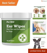 Gentle Ear Care Wipes for Dogs   Soothing Aloe  Eucalyptus, 100 Count