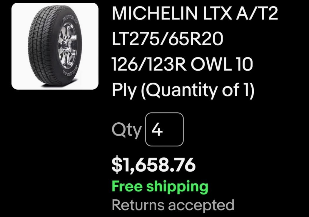 Like New 90% Tread Michelin LTX A/T2 LT275 65R20 Heck Of A Deal | eBay