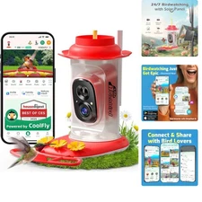 Smart Hummingbird Feeder with Camera & Solar Power AI Identify, 20 oz Leakproof