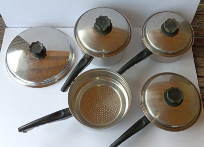 Vintage Lustre Craft Cookware Set 4 Pots, 4 Lids ,3 Ply,Stainless