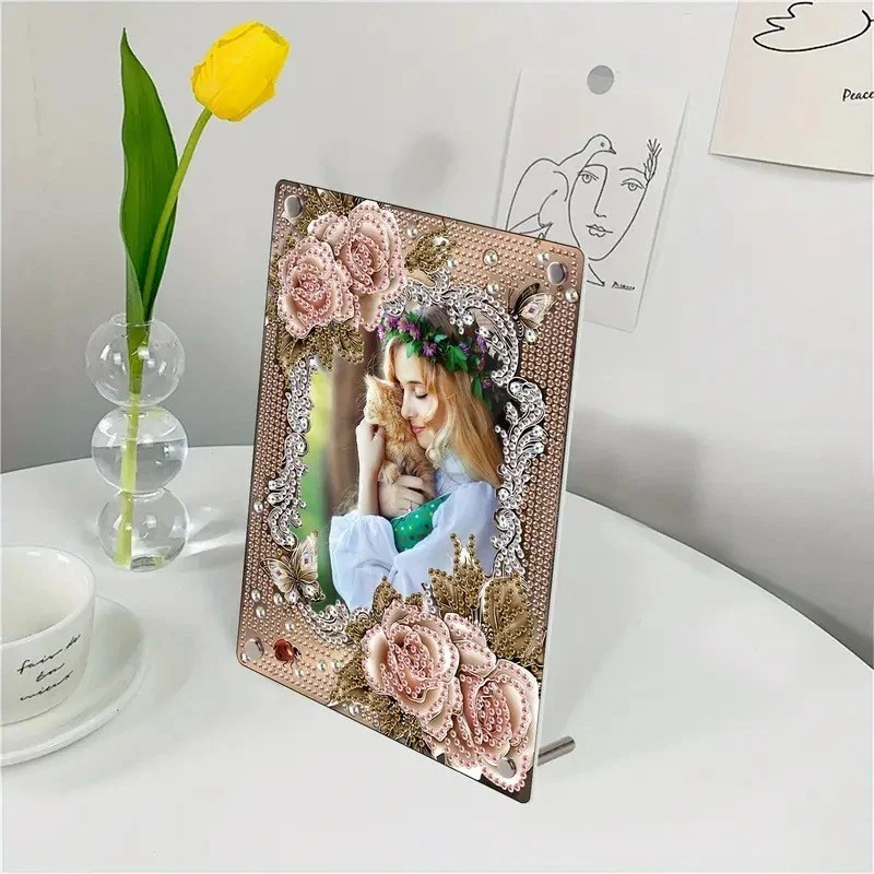 Floral Pink Roses, Butterfly Border Diamond Art Painting Frame COMPLETED, SEALED - Image 3 of 4