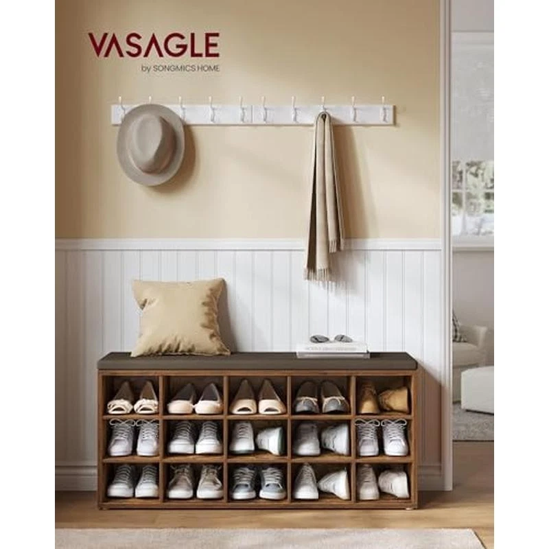 New Shoe Bench Entryway Storage Furniture W/ Cushion Padded Seat 15 Compartments - Image 2 of 4