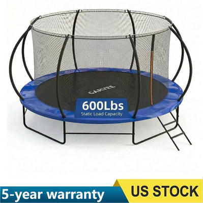 10FT Trampoline for Kids and Adults Outdoor 600LBS Capacity W/ Enclosure Ladder