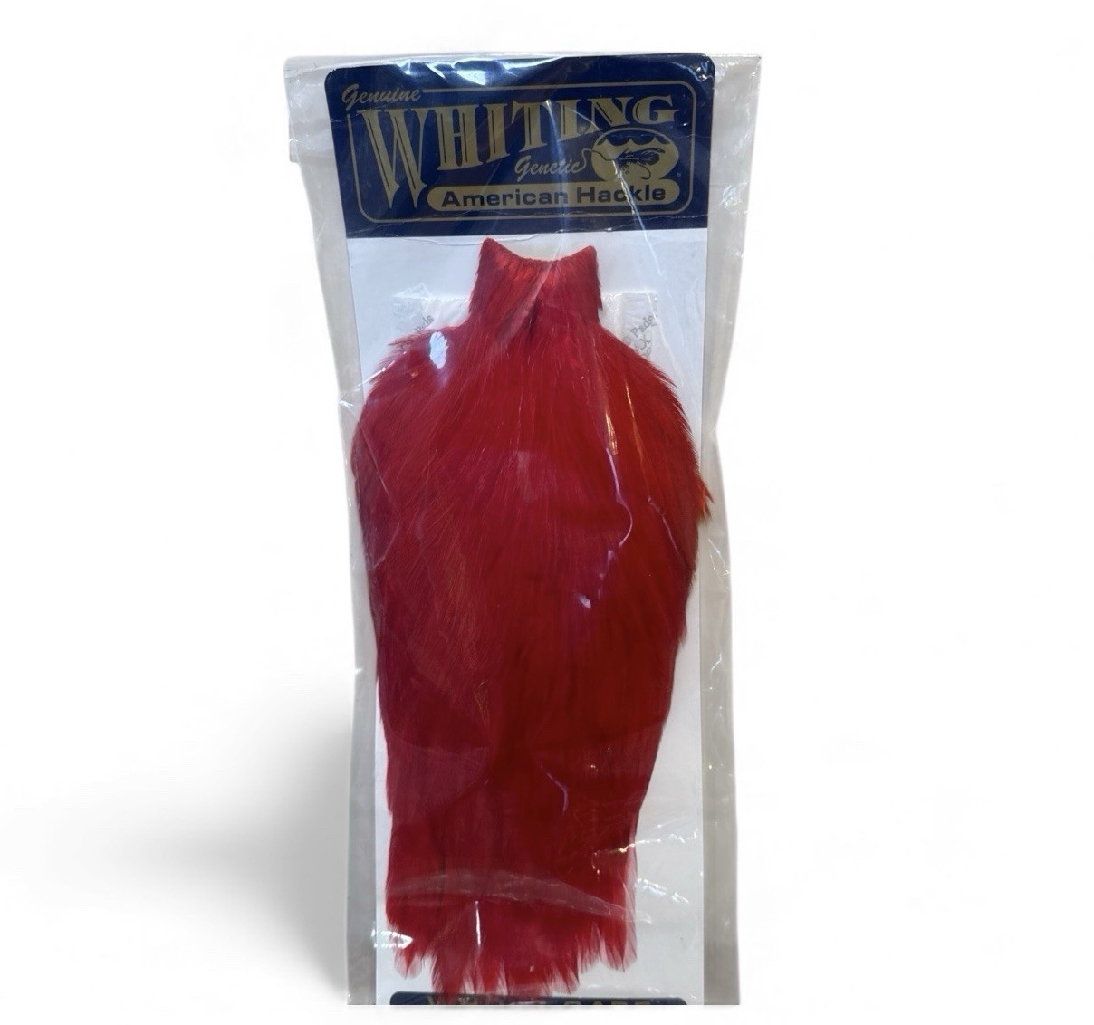 Whiting Hackle American Rooster Whole Cape White dyed Red Feathers  NEW