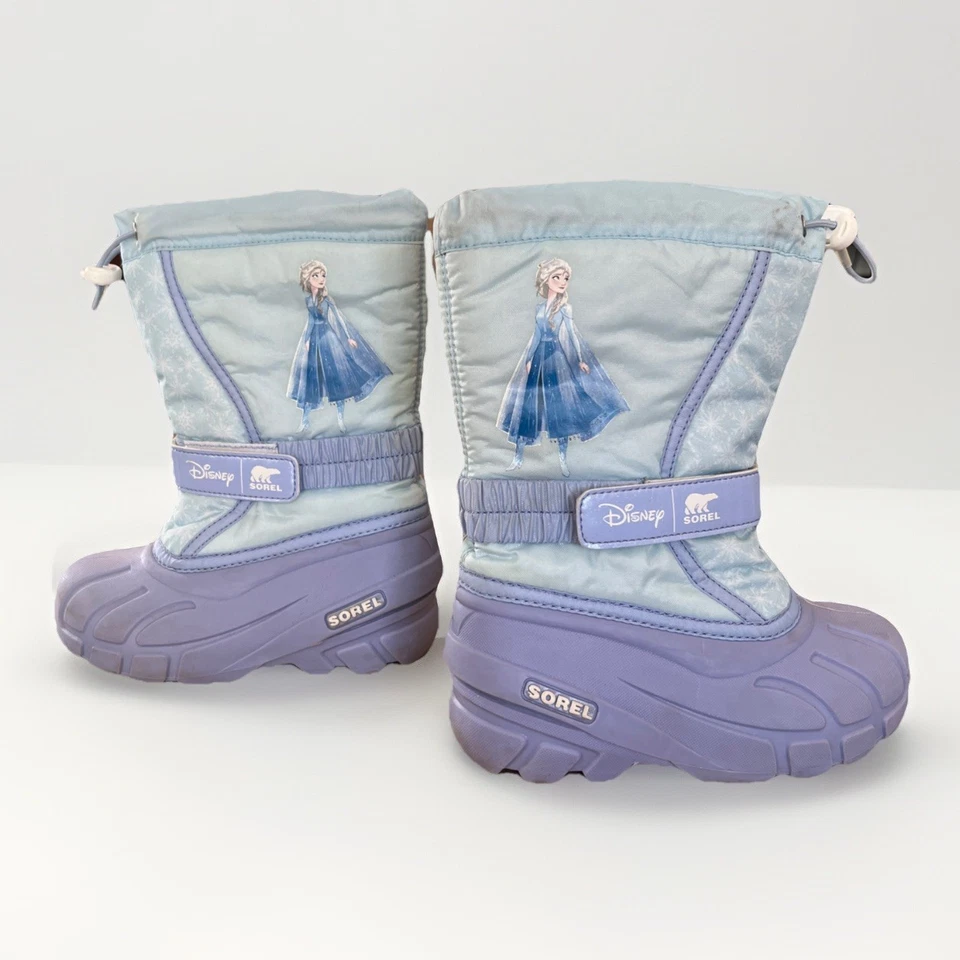 Botas Sorel Juvenil 13 Niña Disney Frozen Elsa Invierno Azul Nieve Púrpura Copo de Nieve Foto 3 de 4