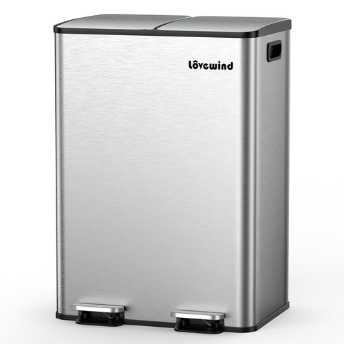 Kitchen Trash Can, 2 x 8 Gallon (2 x 30 L) Garbage Can for Kitchen Dual Compa...