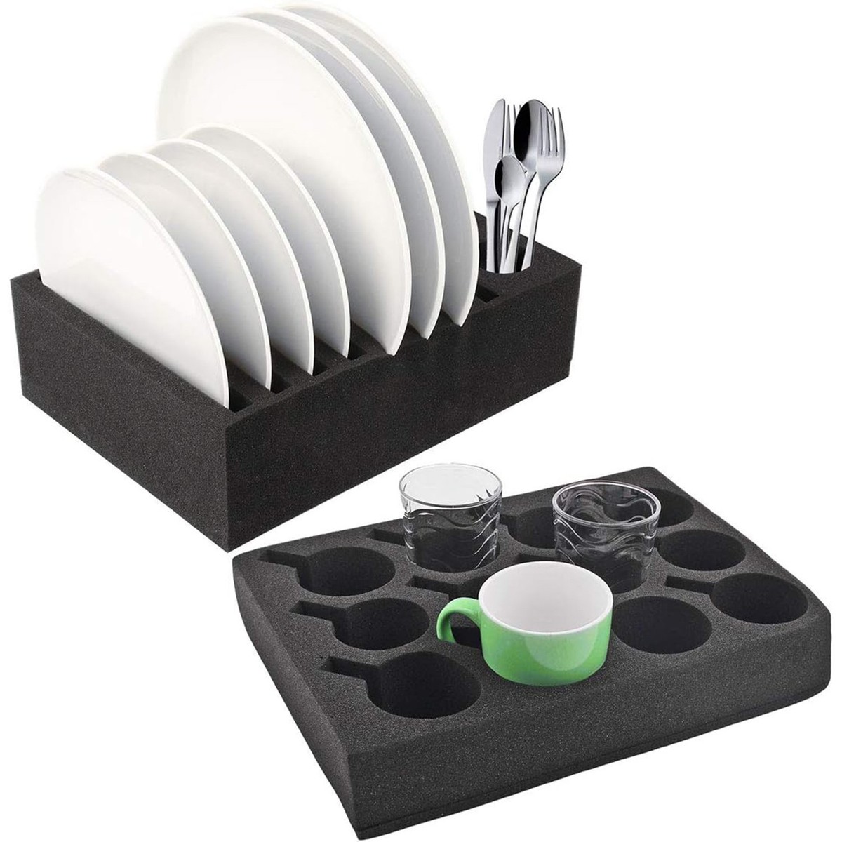Wohnwagen Wohnmobil Tellerhalter Geschirrhalter Tassenhalter Set Schaumstoff