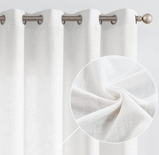 Off White Linen Blend Curtains Semi Sheer Curtains 84 Grommet 2 Panels NEW Other