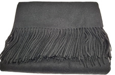 New In Box Black Cashmere Throw Blanket 60 Cashmere 40 Wool 50x60 w/ Fringe