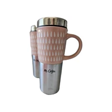 Mr. Coffee Travertine 16 oz Stoneware & Stainless Steel Travel Mug w Lid 