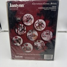 Janlynn Christmas Cross Stitch Kit Set Of 8 Christmas Cats 3" Ornaments 125-91