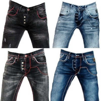 Rusty Neal Denim Jeans Hose Herren Ruben Rote Nähte STAR W 28 29 30 31 32 36 38