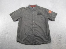 Harley Davidson Short Sleeve Embroidered Logo Biker Patch Mechanic Shirt Size XL