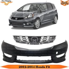 Front Bumper Cover Fascia & Grille Assembly Kit For 2012-2014 Honda Fit