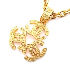 Chanel Triple Coco Mark Necklace Women Gold One Size