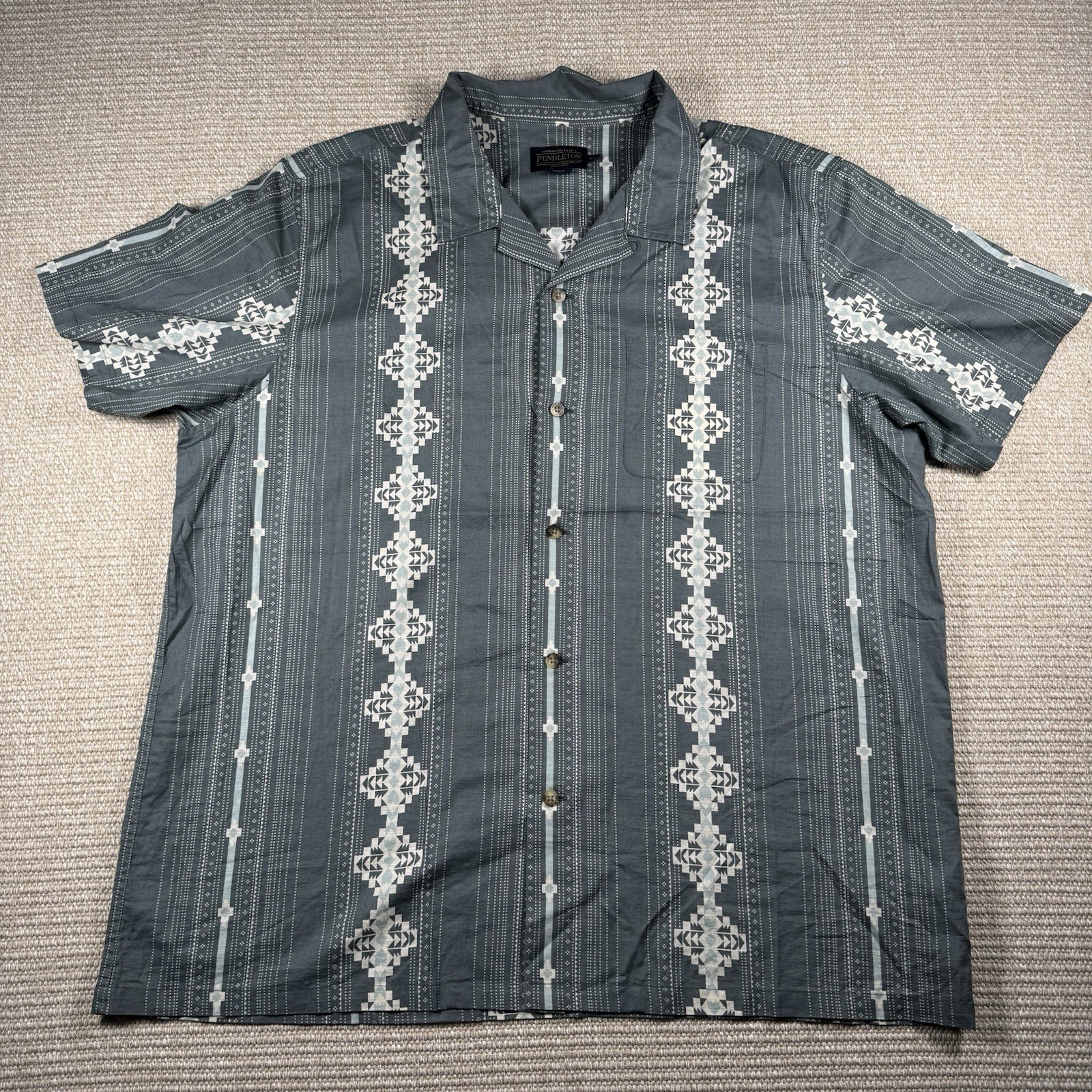Pendleton Men’s Shirt XXL Loop Color Aztec Print Short Sleeve Button Up Cotton