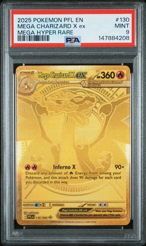2025 Pokemon Pfl En-Phantasmal Flames Mega Charizard X Ex 130 PSA 9
