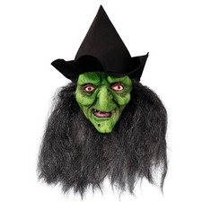Witch Face Cover W/ Hair & Hat Latex Old Witch Face Cover Halloween Party Scary