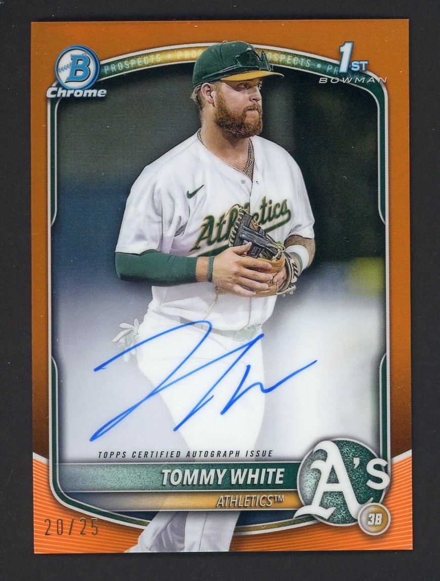 2025 Bowman Chrome Prospect Tommy White 1st Auto ORANGE Refractor #20/25