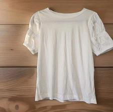 Loft Women's Shirt White Puff Short Sleeve Size SP