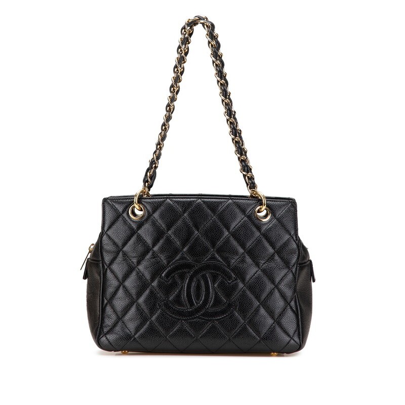CHANEL Coco Mark Chain Shoulder Bag in Black Caviar Leather for Women