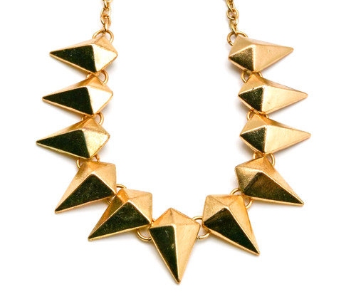 Gold Tone Articulated Arrowhead Necklace – 11 Triangle Links 17.5”