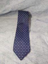 Van Heusen 100 Silk Necktie Blue  White Polka Dot Stain Resistant
