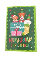 Christmas Greeting Card- Christmas Dog Themed - Holly Jolly Christmas