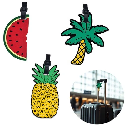 Étiquette De Bagages Tropicale En Silicone Avec Nom Pour Les Vacances - Photo 1/4