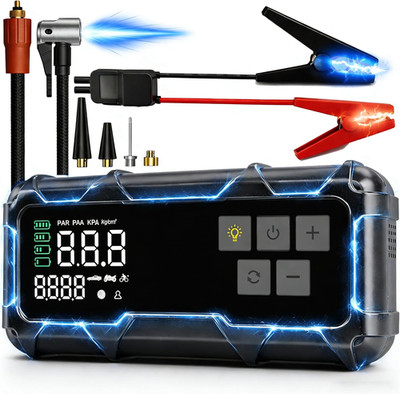 Portable Jump Starter with Air Compressor 9000A 4-In-1 Power Bank 200PSI Tire In