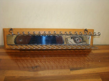 Tie Rack Walnut Wood Silvertone Metal Wall Mount Scarf Holder 18 Hook MCM 15"