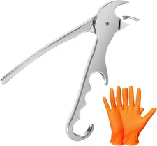 Hot Plate Gripper Aluminum Alloy w/ Gloves – Frying Pan Lifter Anti-Slip Handle