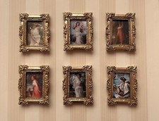 6 x Dolls House Classical Roman/Greek Oil Painting Miniature Portrait Pictures