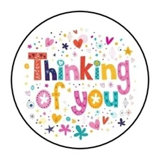 30 THINKING OF YOU ENVELOPE SEALS LABELS STICKERS 1.5" ROUND