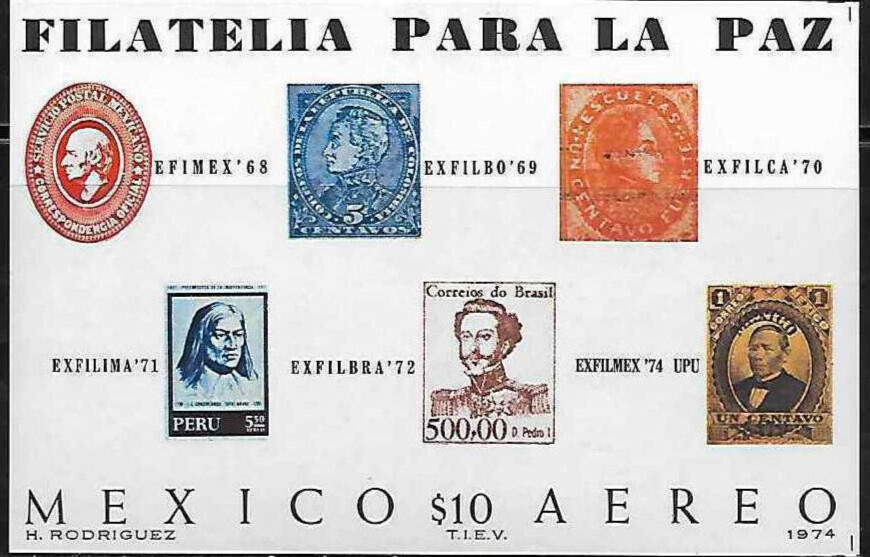 Mexico #C434 Mint NH 1974 Philatelic Exhibition airmail Souvenir Sheet 