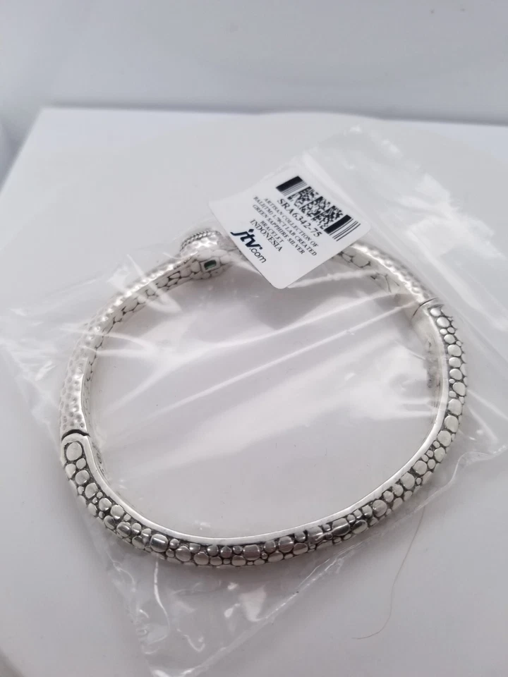 Artisan Collection of Bali 绿色实验室制作蓝宝石银色手镯手链  — 第 4/4 张图片