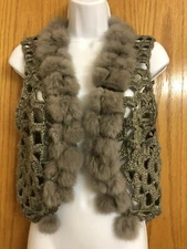 Women Vest rabbit Trim Size M/L