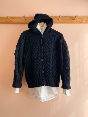 Vintage 80s ISSEY MIYAKE Sport black popcorn fisherman cardigan hoodie sweater M | eBay