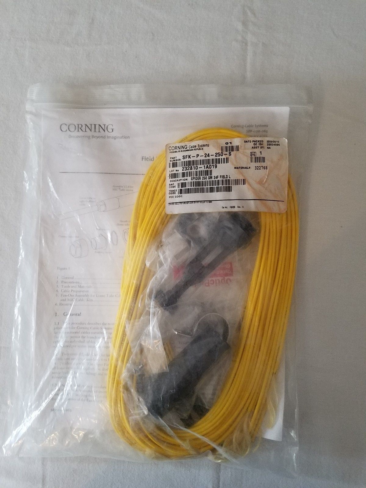 SFKP24250S Spider FanOut Kit CORNING 3.0 mm Legs 24 F Accepts 250