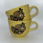 RARE Pair-2 Fiesta Turkey Day Fiestaware Thanksgiving Tea/ Coffee Cup HLC NEW!