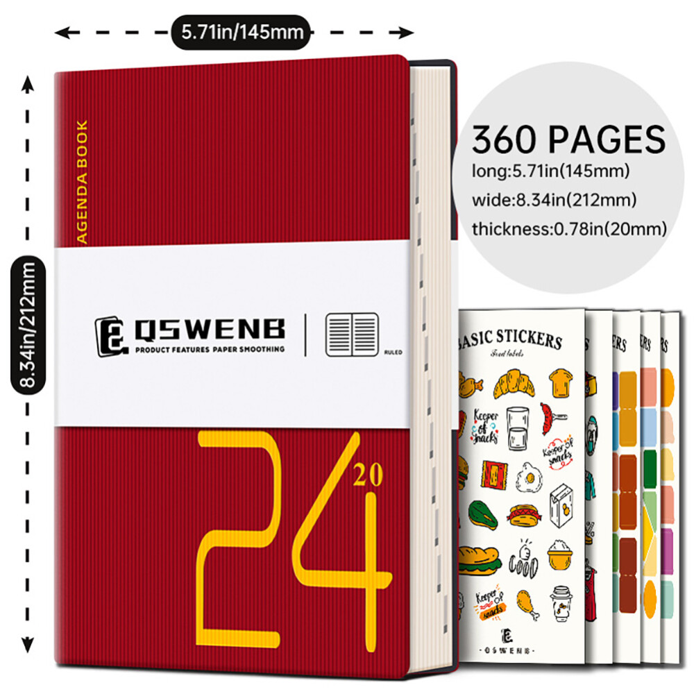 2024 A5 Weekly Diary Compendium Organiser Planner PU Leather Agenda