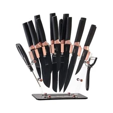 elabo Kitchen Knife Set with Acrylic Stand - 16Pcs Stainless Steel Knives, Ro...